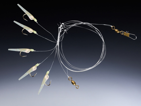 BALZER Heringsvorfach HERINGSSYSTEM echte Fischhaut Leuchtbindung 5 Haken #8